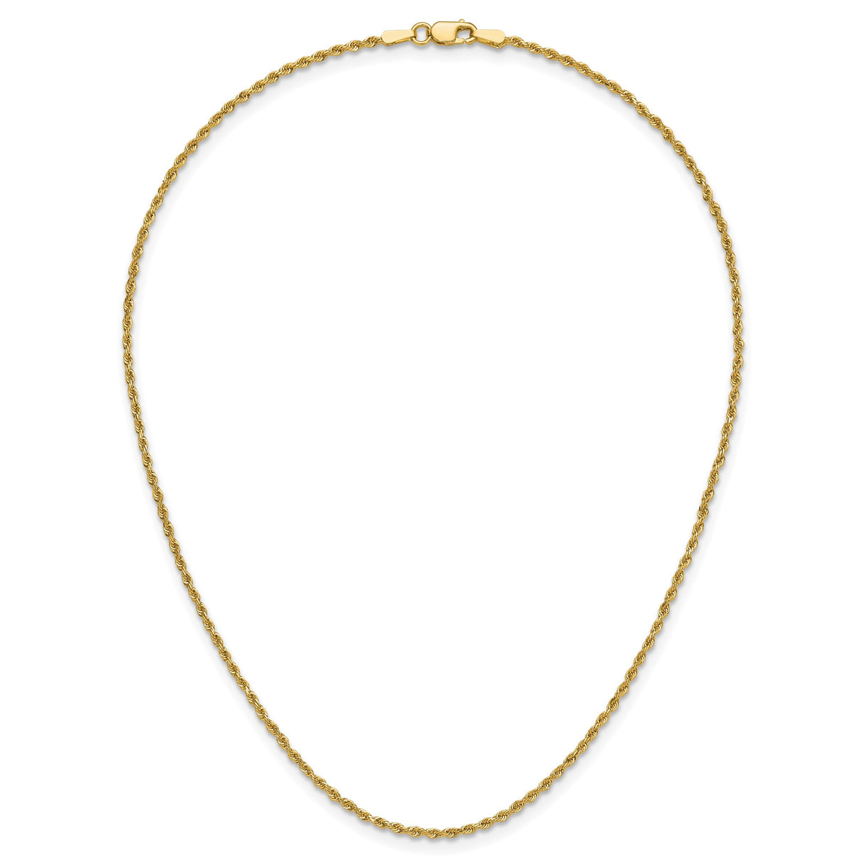 14K Yellow Gold 1.5 mm Rope Chain Necklace, Polished detail view
