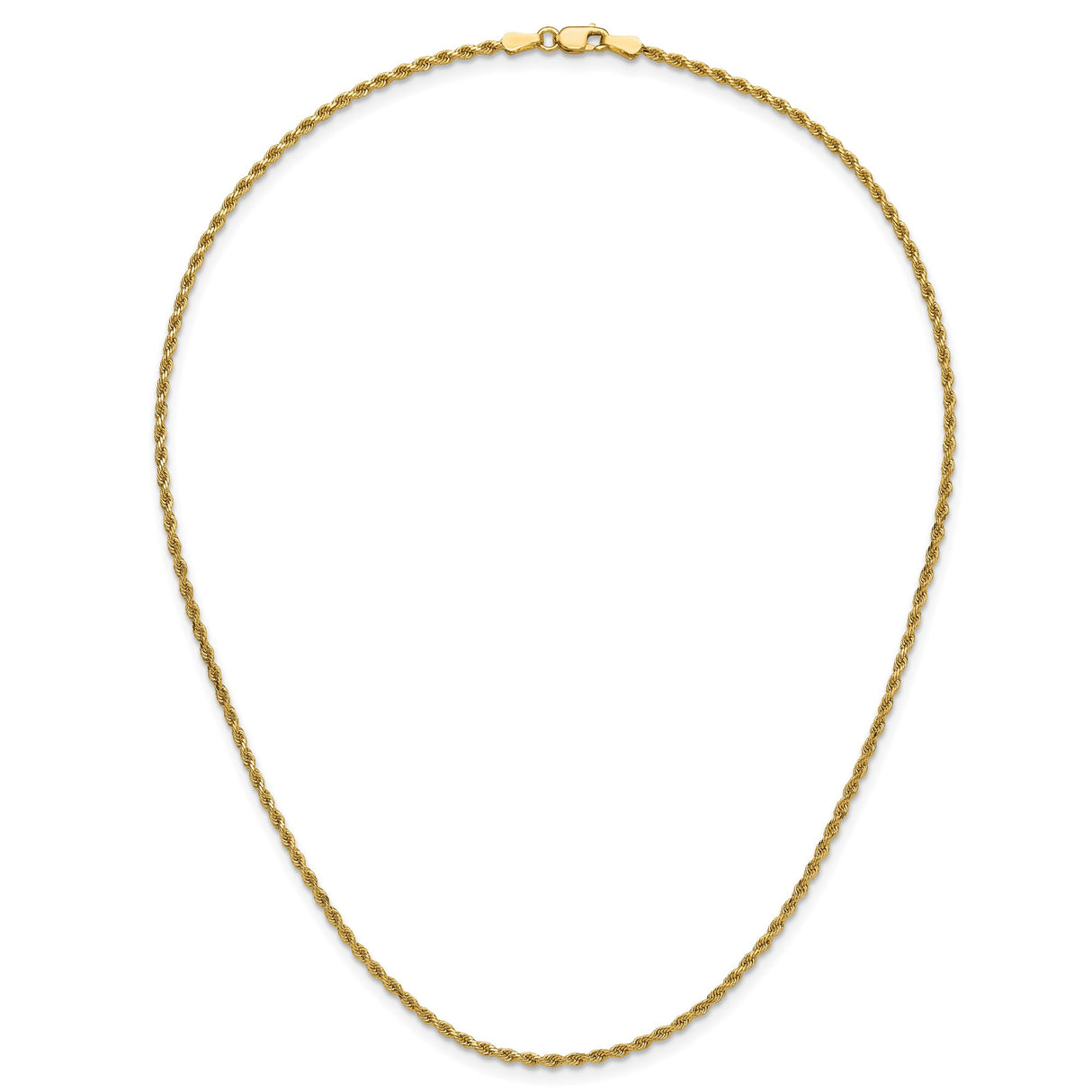 14K Yellow Gold 1.75 mm Rope Chain Necklace, Polished detail view