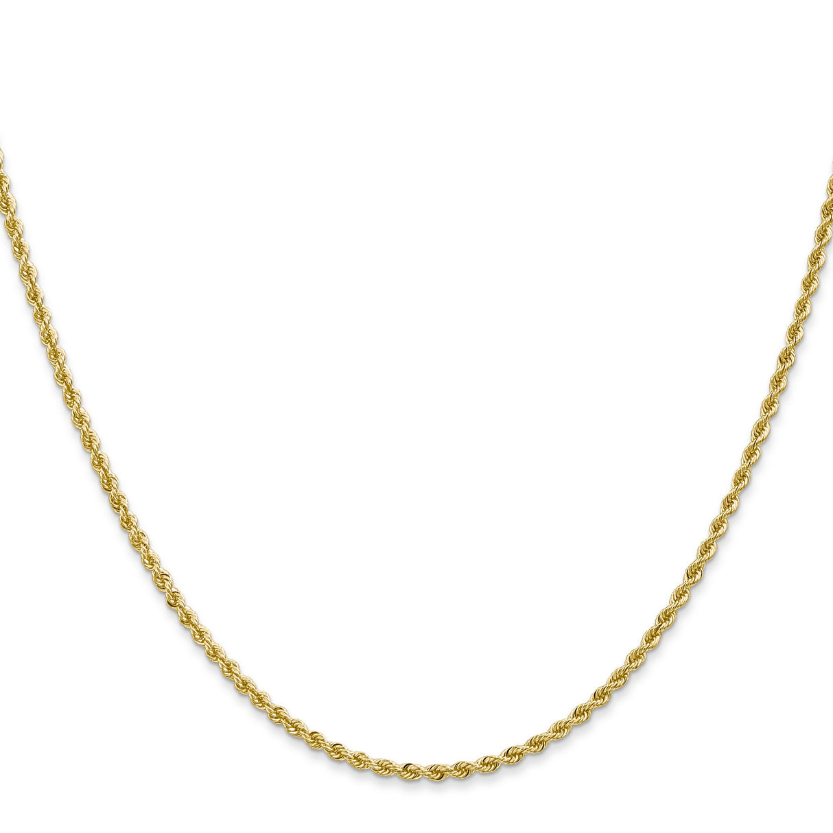 14K Yellow Gold 2 mm Rope Chain Necklace, Polished