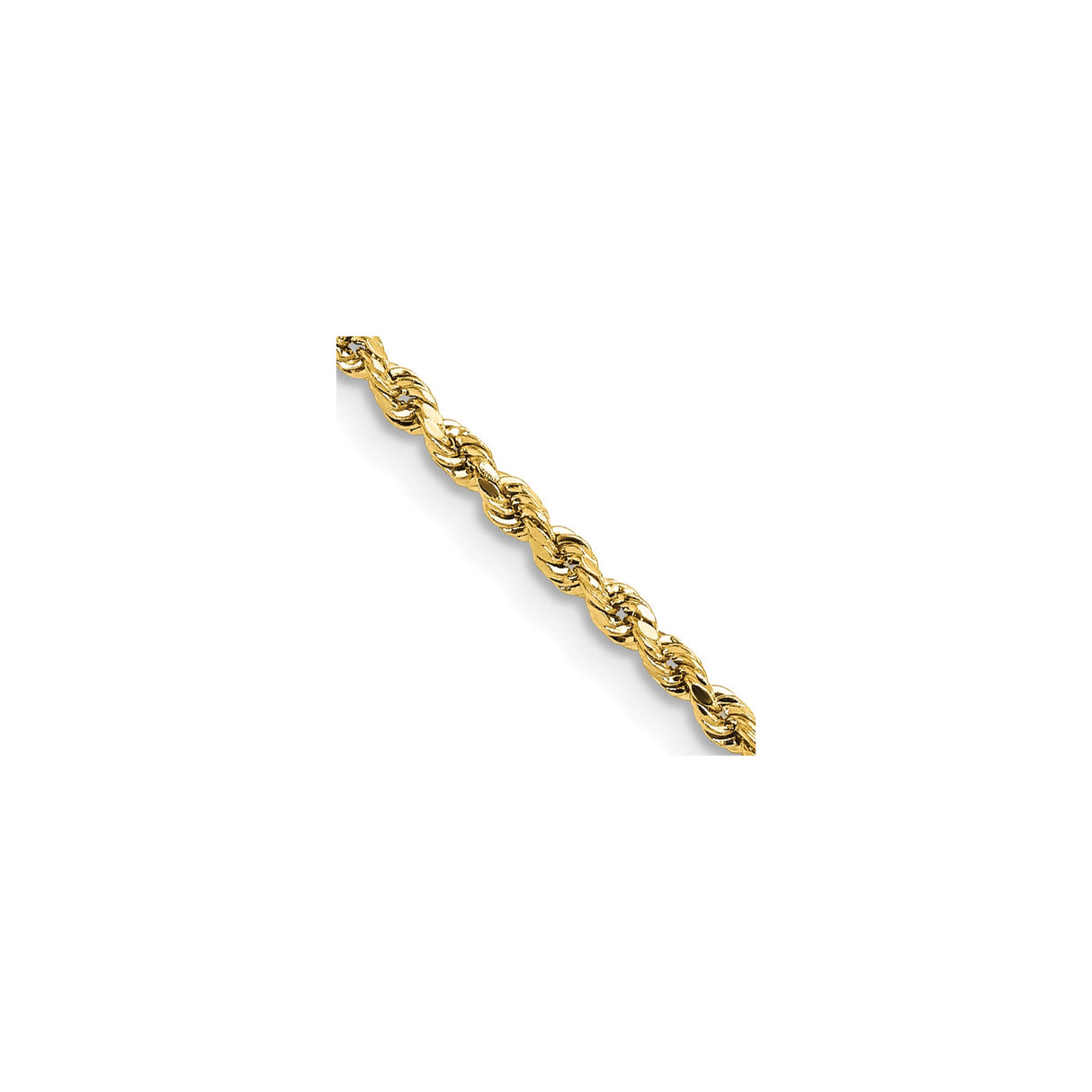 14K Yellow Gold 2 mm Rope Chain Necklace detail view