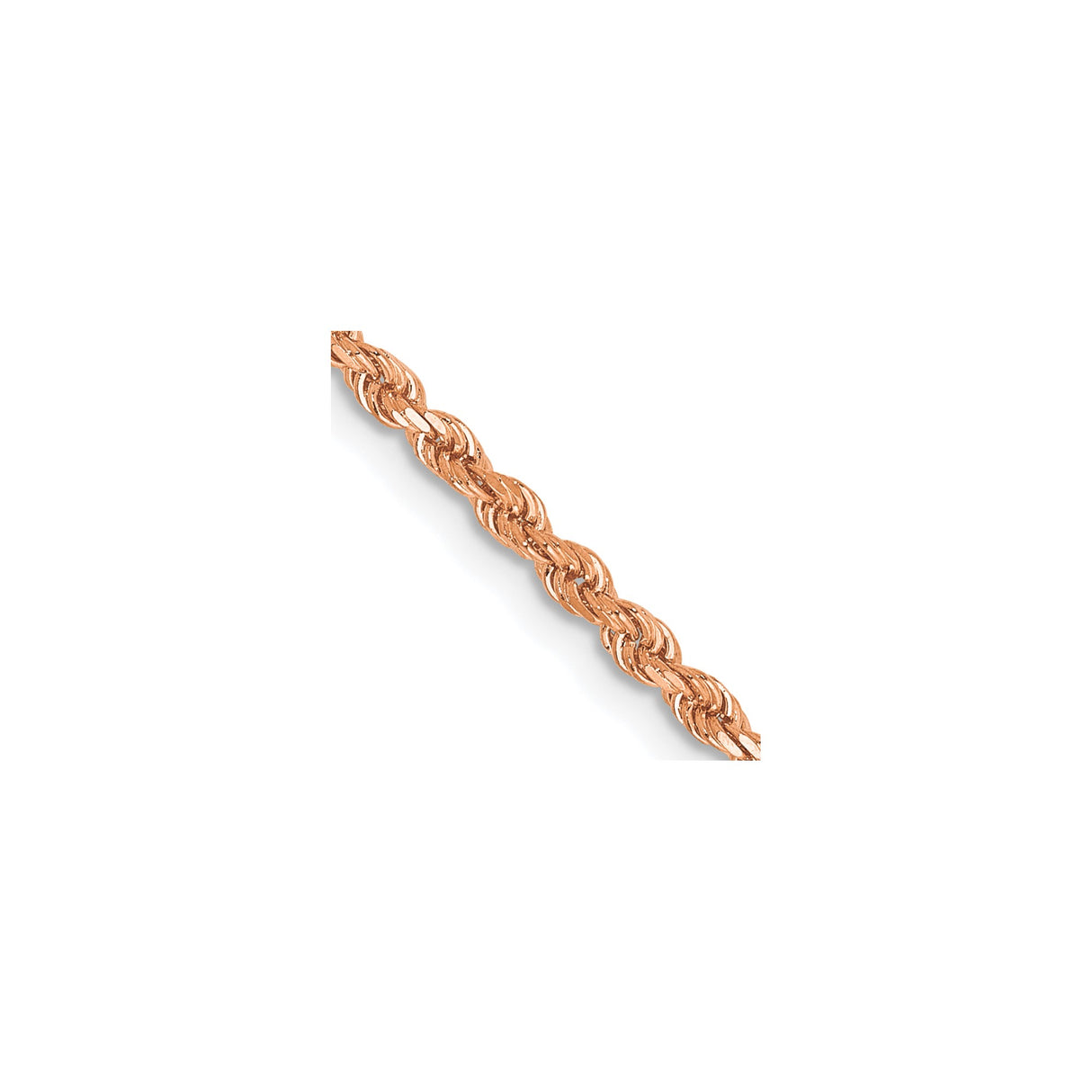 14K Rose Gold 2 mm Rope Chain Necklace, Polished detail view