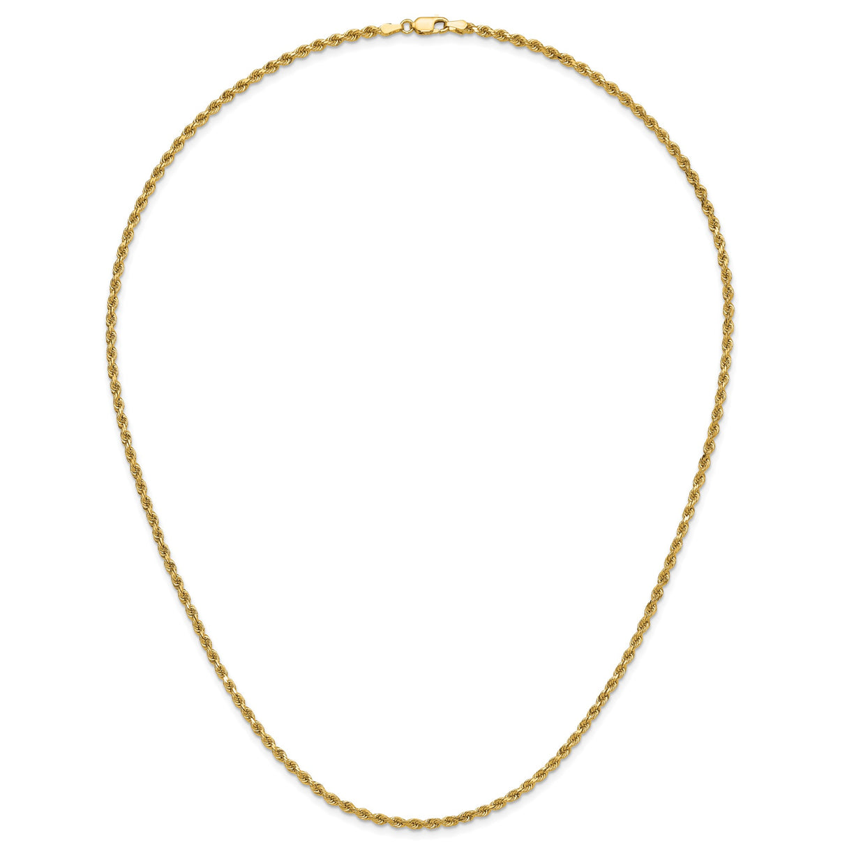 14K Yellow Gold 2.75 mm Rope Chain Necklace, Polished detail view