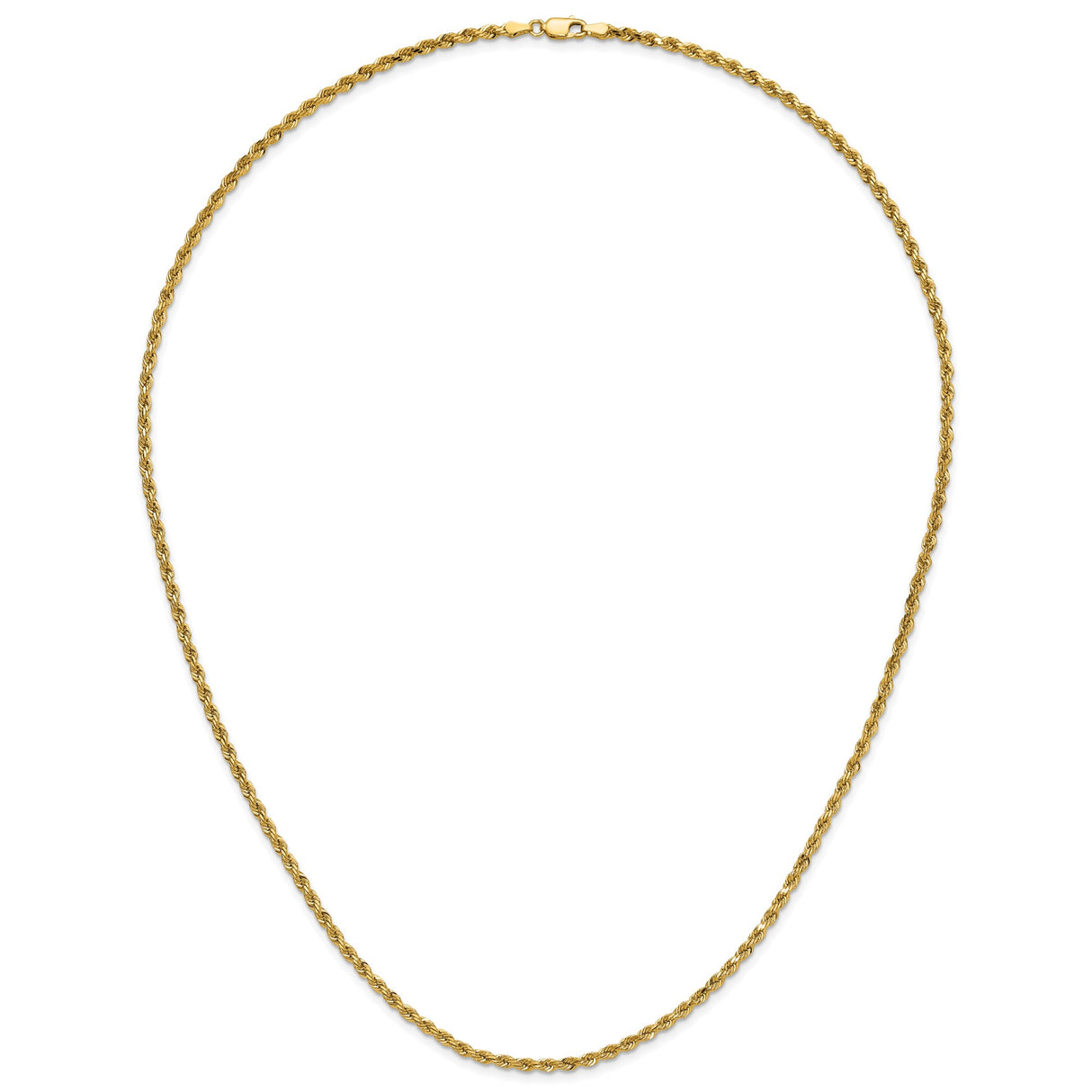 14K Yellow Gold 3 mm Rope Chain Necklace, Polished detail view