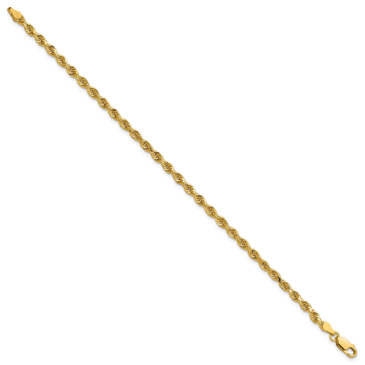 14K Yellow Gold 3.25 mm Rope Chain Anklet, Polished