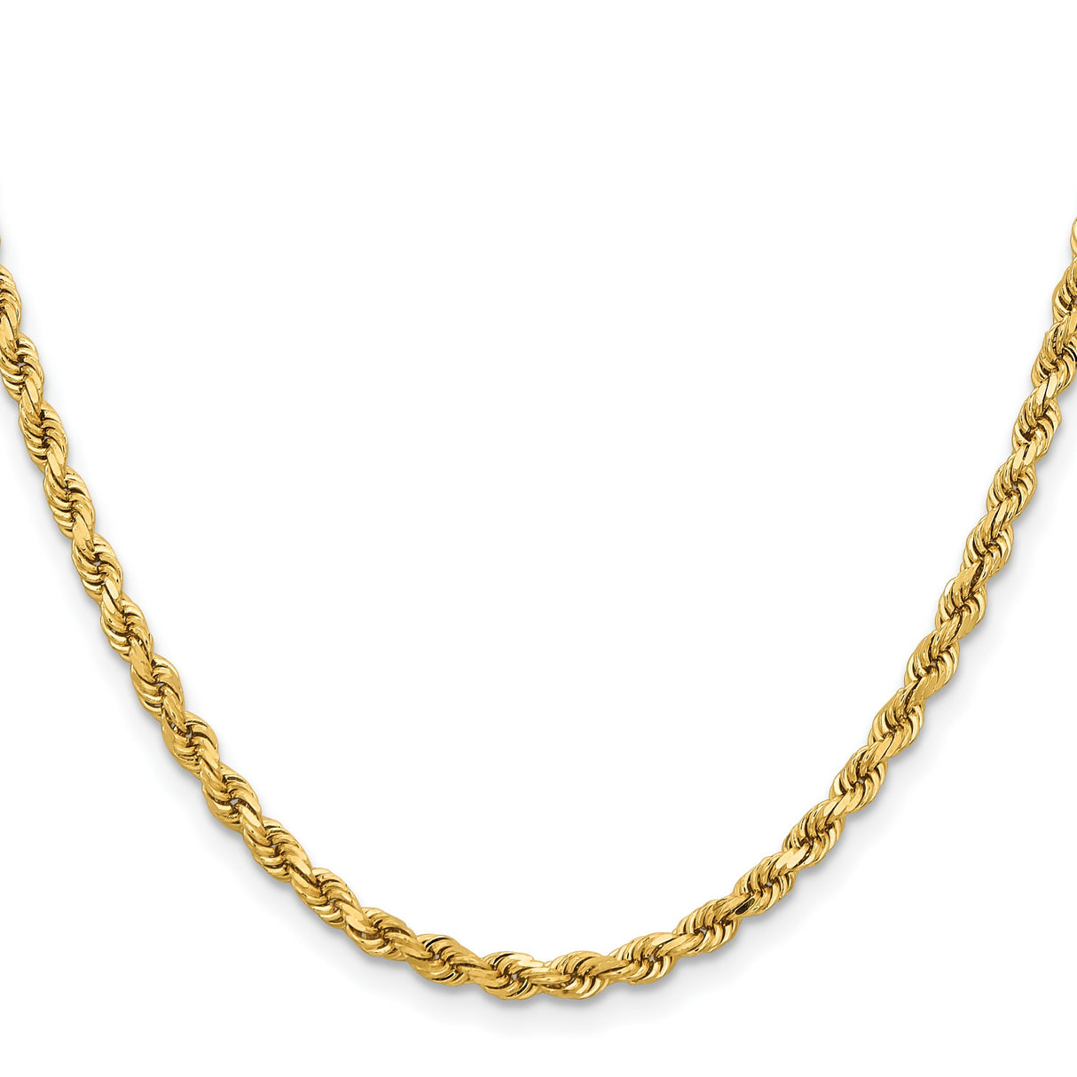 14K Yellow Gold 3.75 mm Rope Chain Necklace, Polished detail view