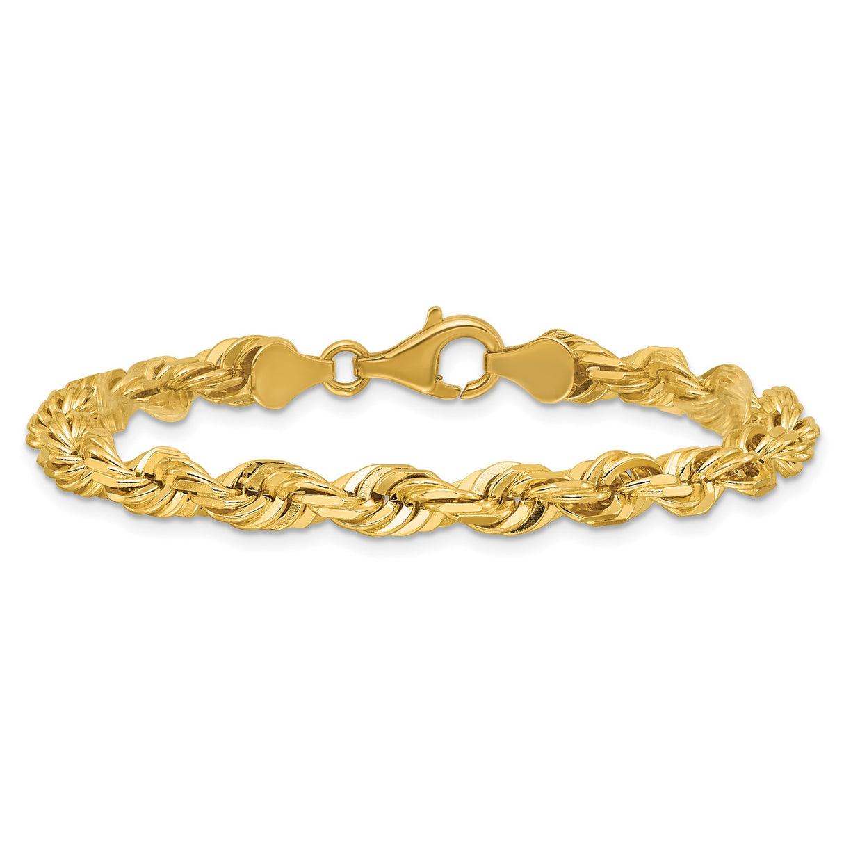 14K Yellow Gold 5.5 mm Rope Chain Bracelet, Polished alternate angle