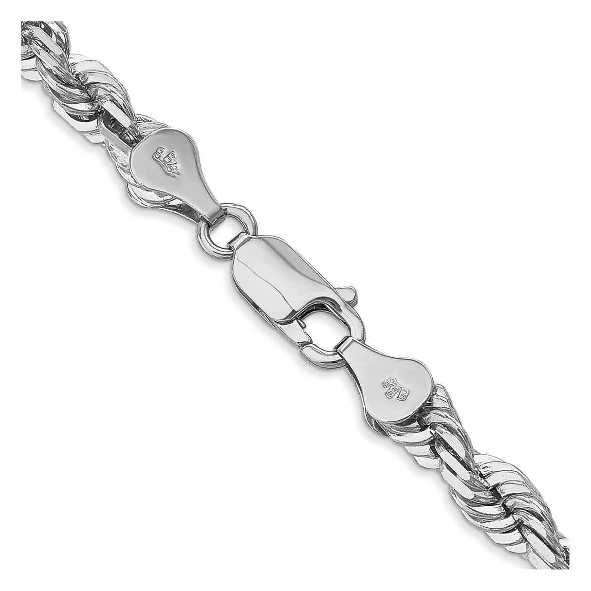 14K White Gold 5.5 mm Rope Chain Bracelet, Polished alternate angle