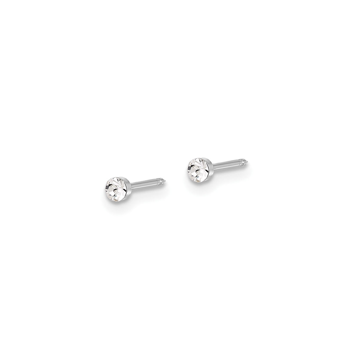 14k White Gold Nose Stud with Clear Crystal, Diamond Cut Prong Set, Minimalist Style for Women
