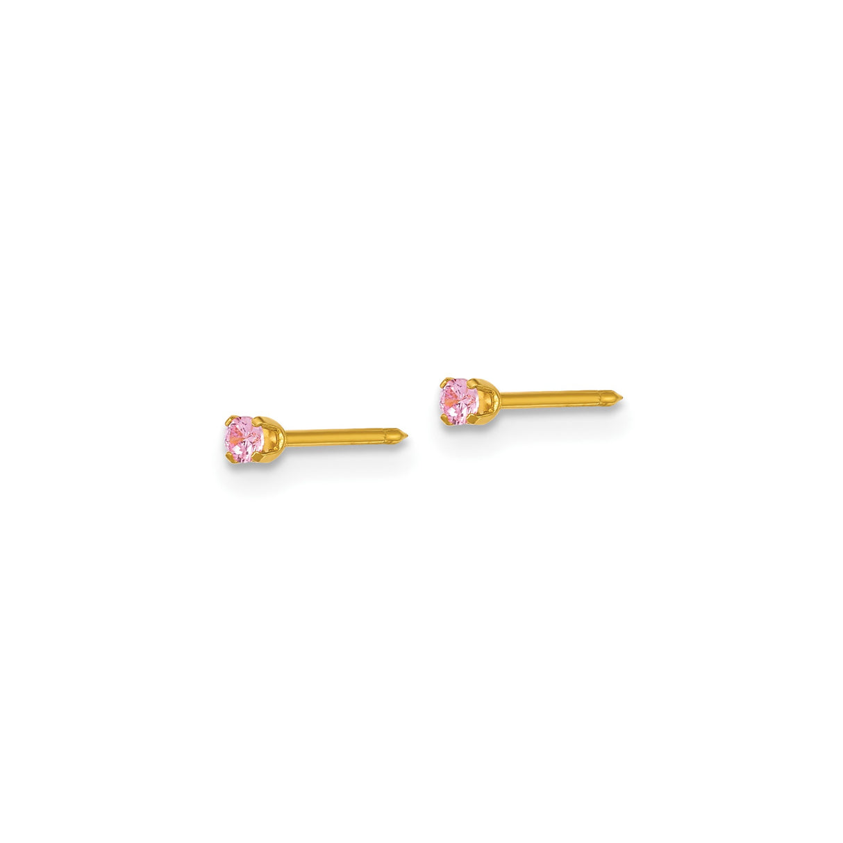 316 Stainless Steel Stud Earrings with Pink Cubic Zirconia, Gold Tone, Minimalist Style
