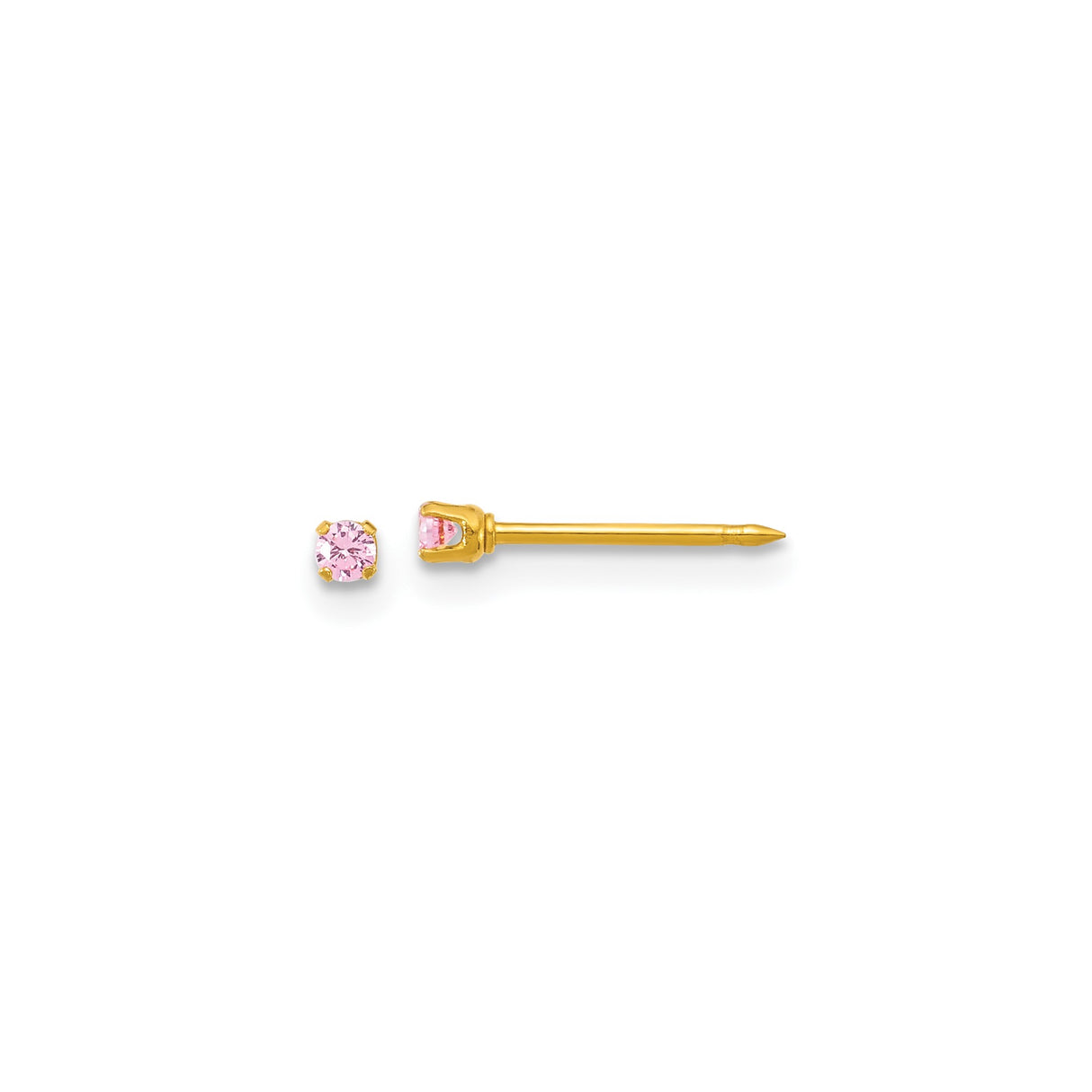 316 Stainless Steel Stud Earrings with Pink Cubic Zirconia, Gold Tone, Minimalist Style