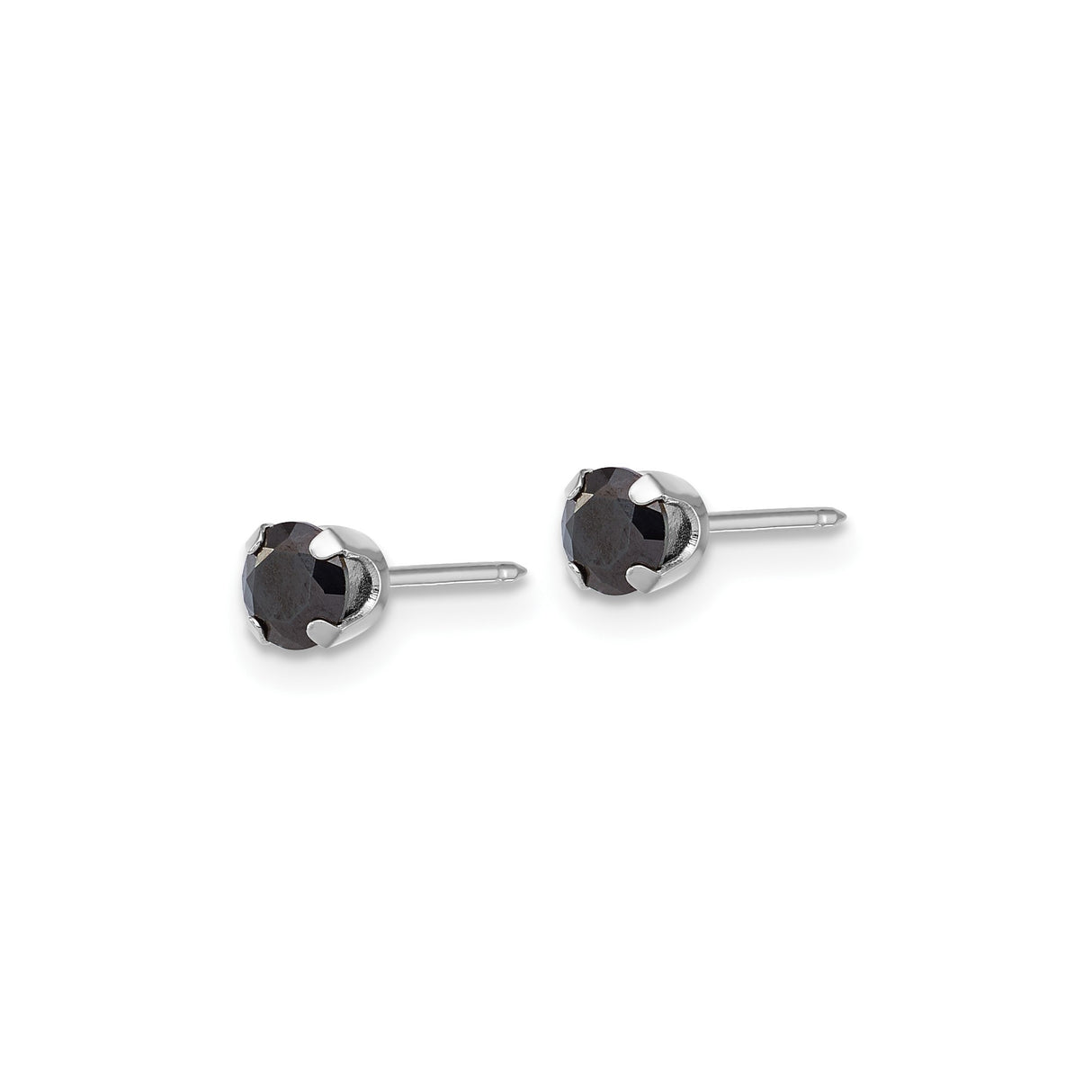 14k White Gold Mens Stud Earring with Cubic Zirconia, Four Prong Setting, Modern Minimalist Style