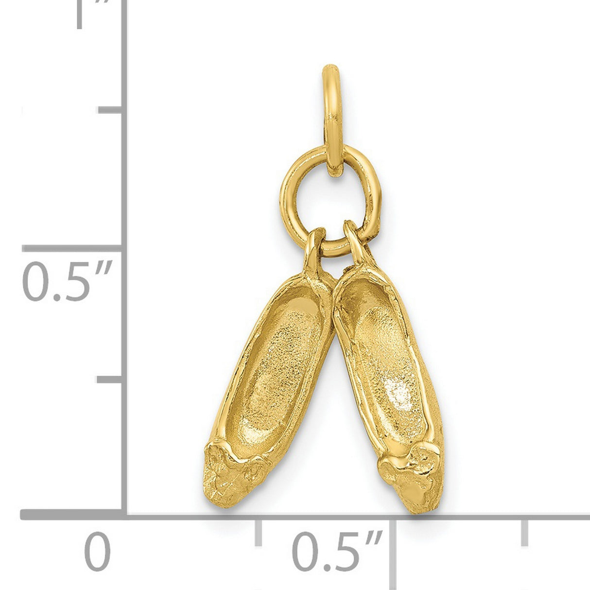 10k Yellow Gold Ballet Slippers Pendant, Graceful Dance Charm for Women and Girls