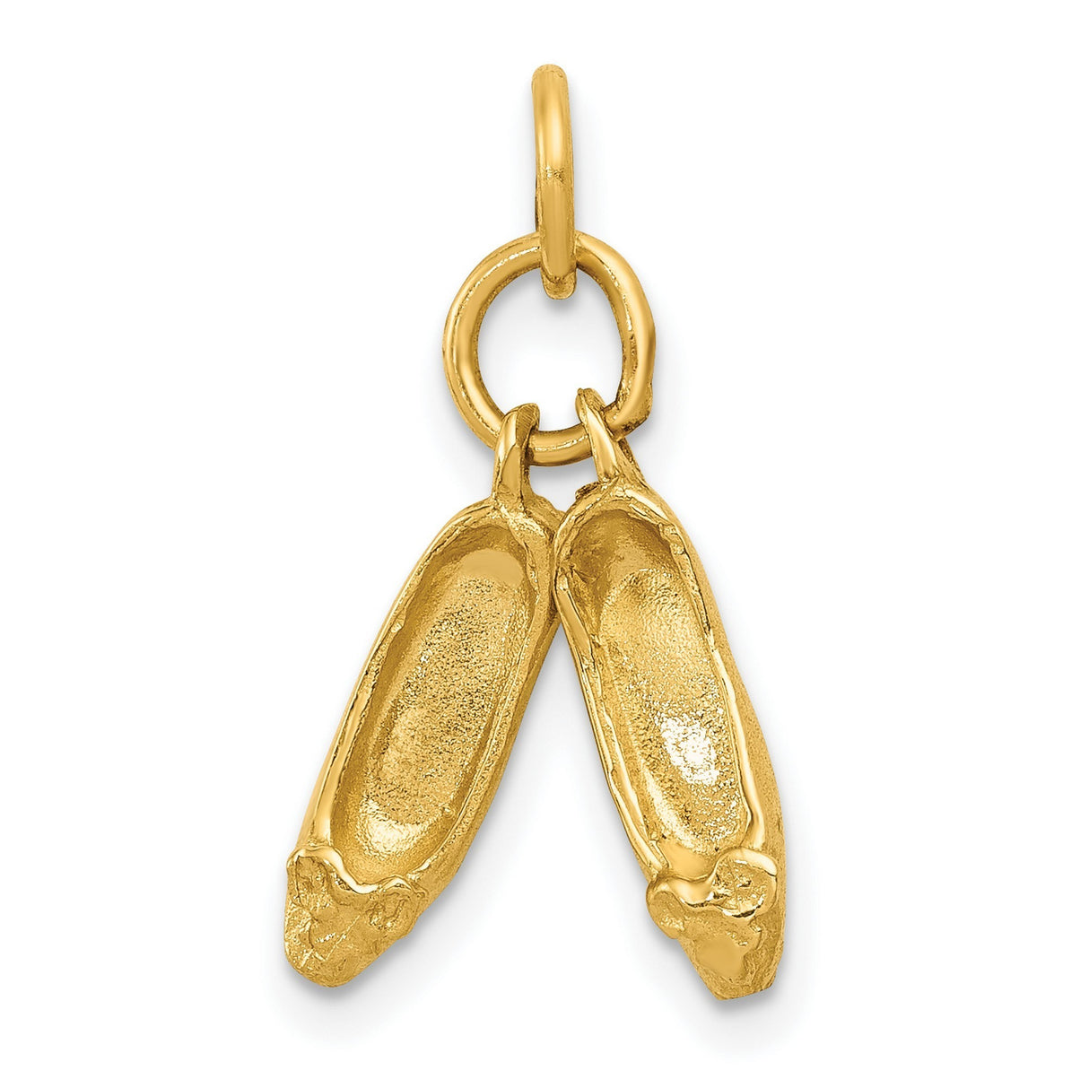 10k Yellow Gold Ballet Slippers Pendant, Graceful Dance Charm for Women and Girls