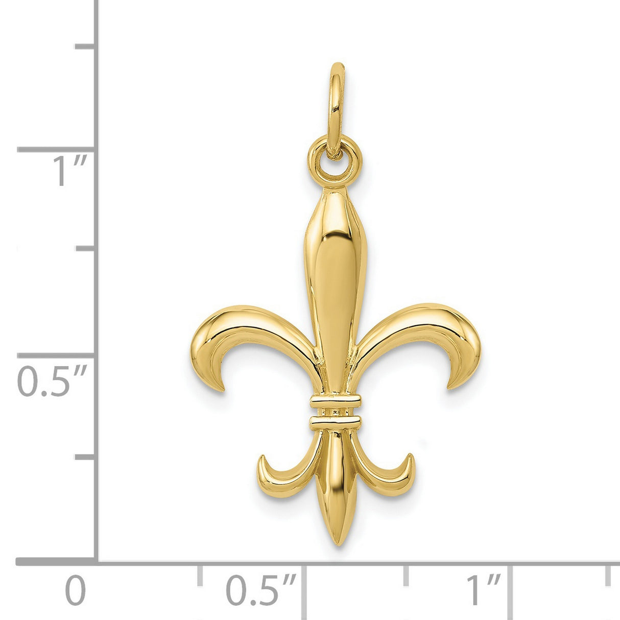 Hollow Fleur De Lis Metal Mold Charm Pendant in Real 10k Yellow Gold