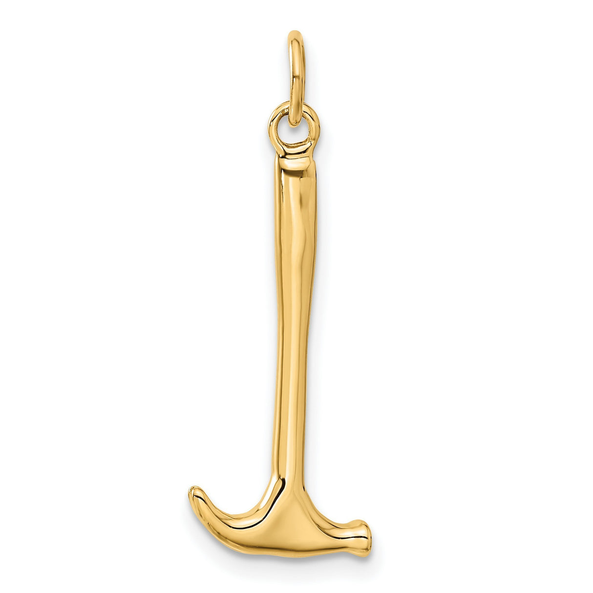 10k Yellow Gold Hammer Pendant, Unisex Tool Charm Symbolizing Strength and Craftsmanship