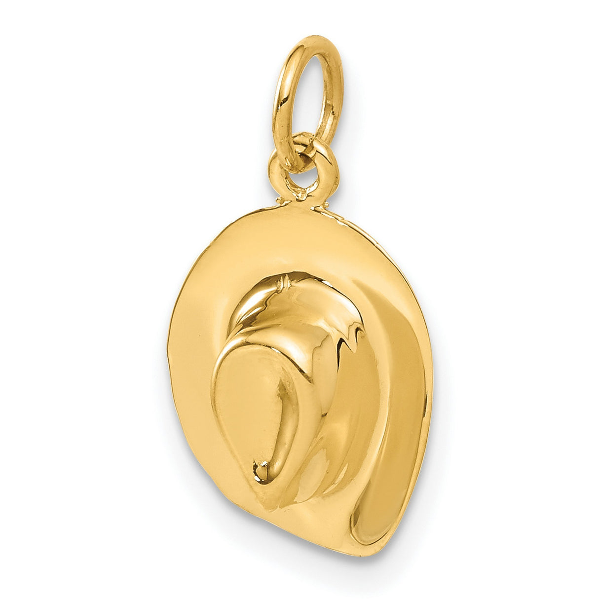 10k Yellow Gold Cowboy Hat Pendant, Three Dimensional Western Charm for Women or Unisex Wear