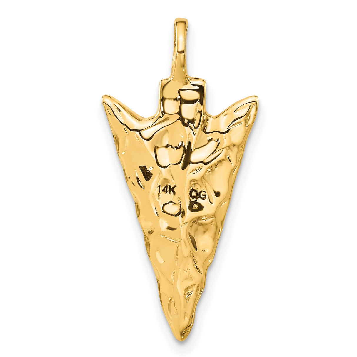 10k Yellow Gold Arrowhead Pendant with Textured Tribal Warrior Design for Men and Unisex Wear