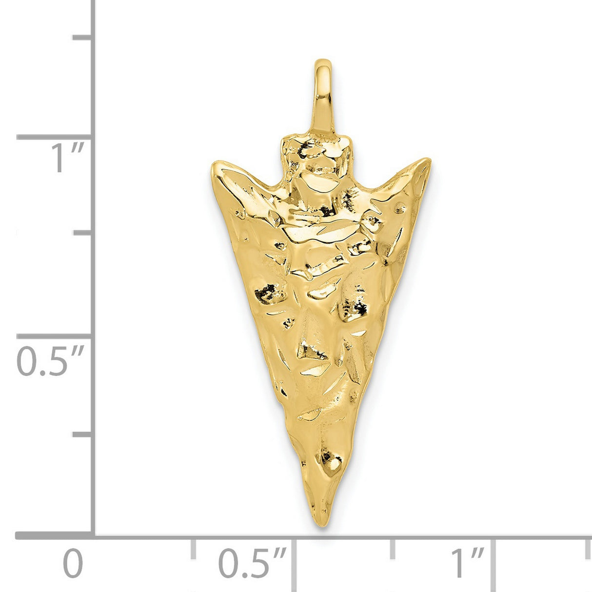 10k Yellow Gold Arrowhead Pendant with Textured Tribal Warrior Design for Men and Unisex Wear