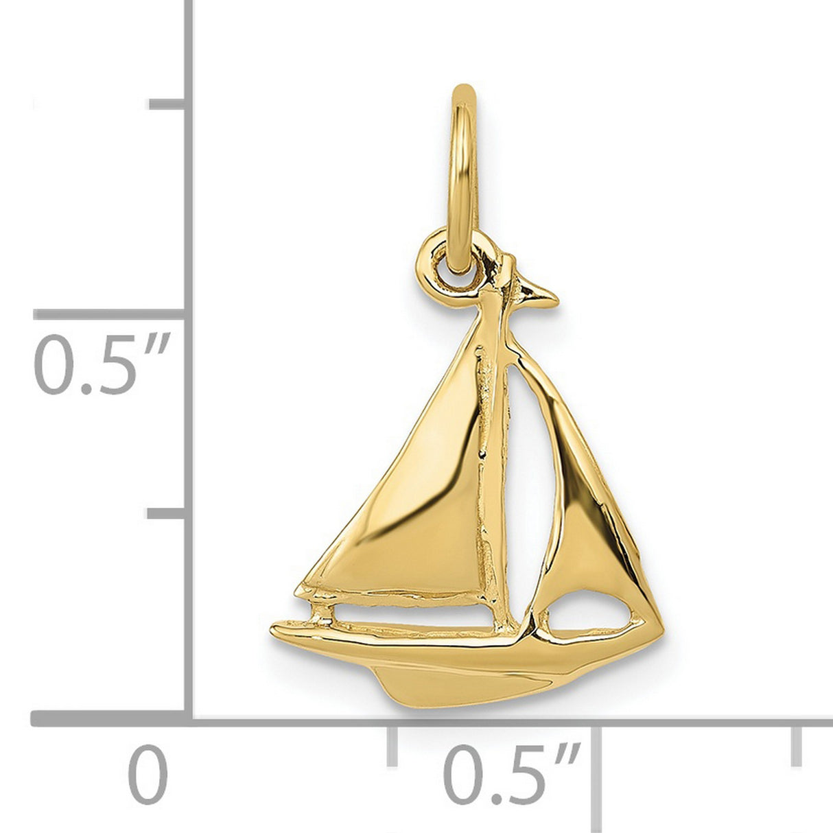 10k Yellow Gold Sailboat Pendant, Nautical Jewelry with Detailed Boat Design for Ocean Lovers