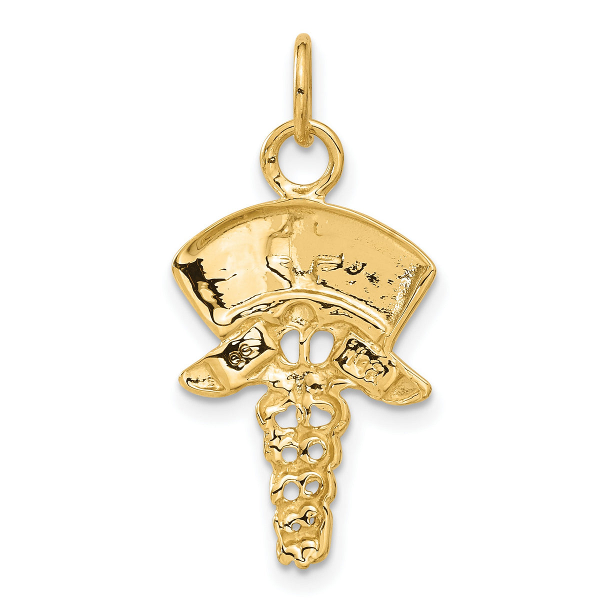 10k Yellow Gold Nurse Hat Pendant with Caduceus Symbol and Medical Cross