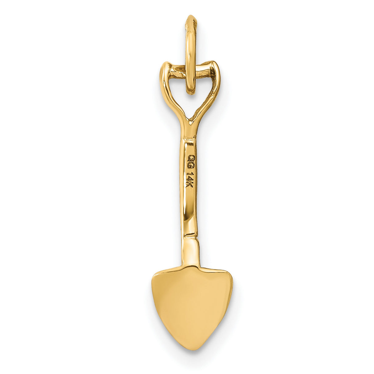 10k Yellow Gold Shovel Pendant, Miniature Spade Charm for Gardening and Perseverance