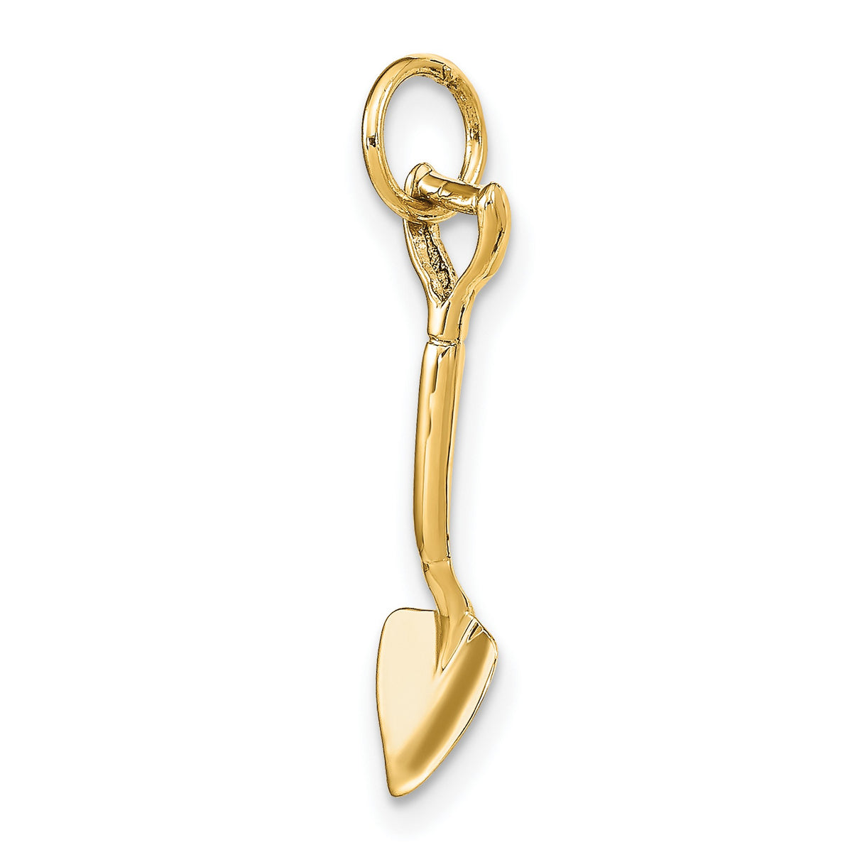 10k Yellow Gold Shovel Pendant, Miniature Spade Charm for Gardening and Perseverance
