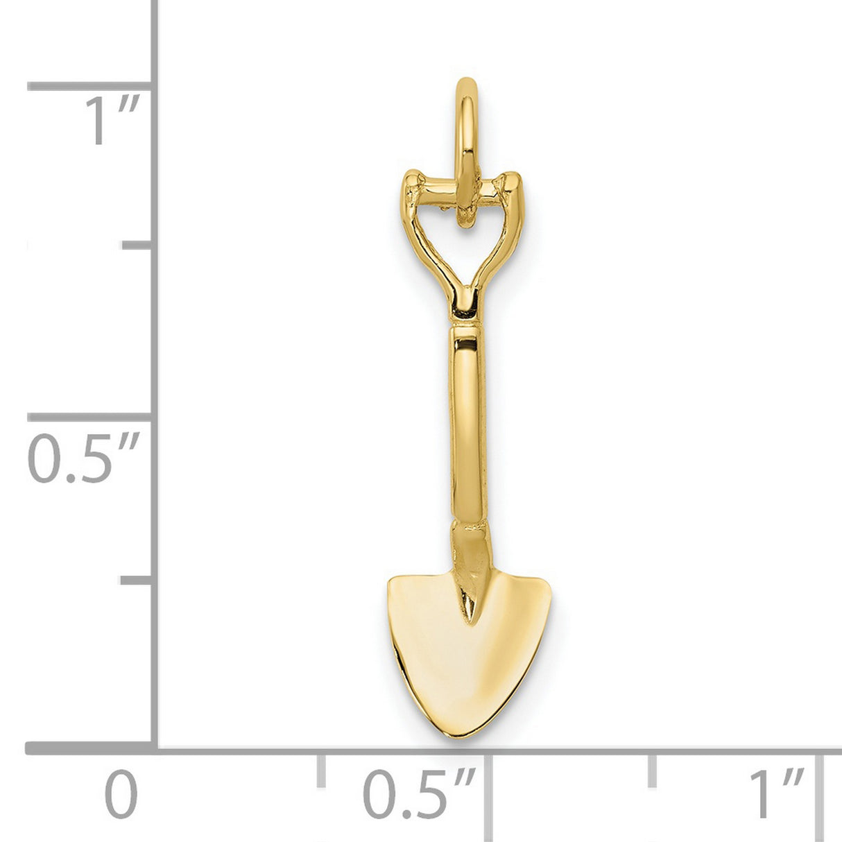 10k Yellow Gold Shovel Pendant, Miniature Spade Charm for Gardening and Perseverance