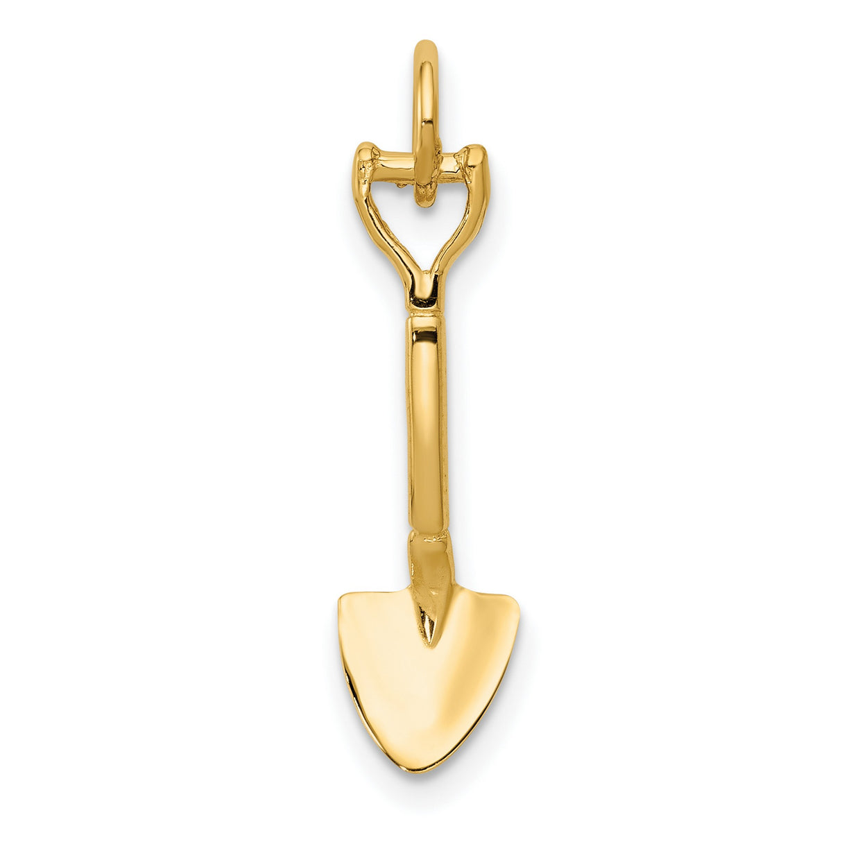 10k Yellow Gold Shovel Pendant, Miniature Spade Charm for Gardening and Perseverance