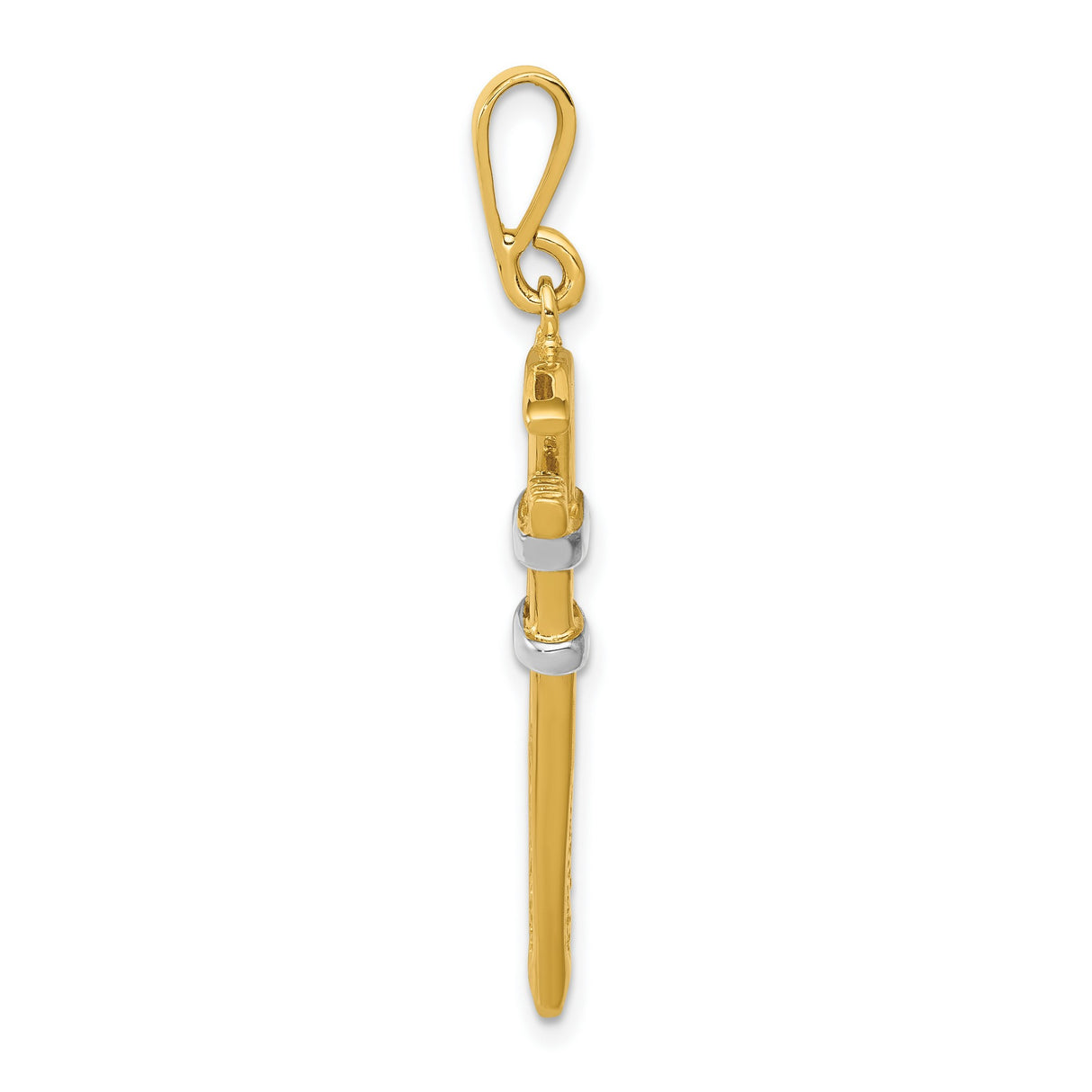 10k Multi-Tone Gold Pipe Wrench Pendant with Rhodium Accents, Tool Symbol for Skilled Tradesmen