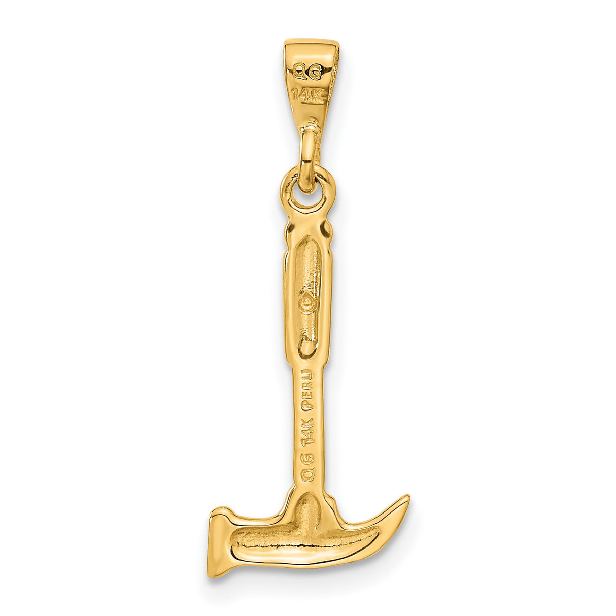 10k Yellow Gold Hammer Pendant, Claw Hammer Design Symbolizing Strength and Craftsmanship