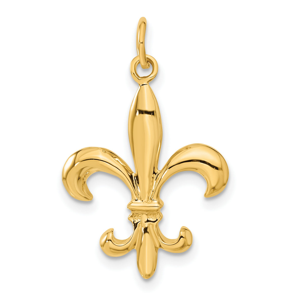 10k Yellow Gold Fleur de Lis Pendant, French Lily Symbol Charm, Vintage and Spiritual Design