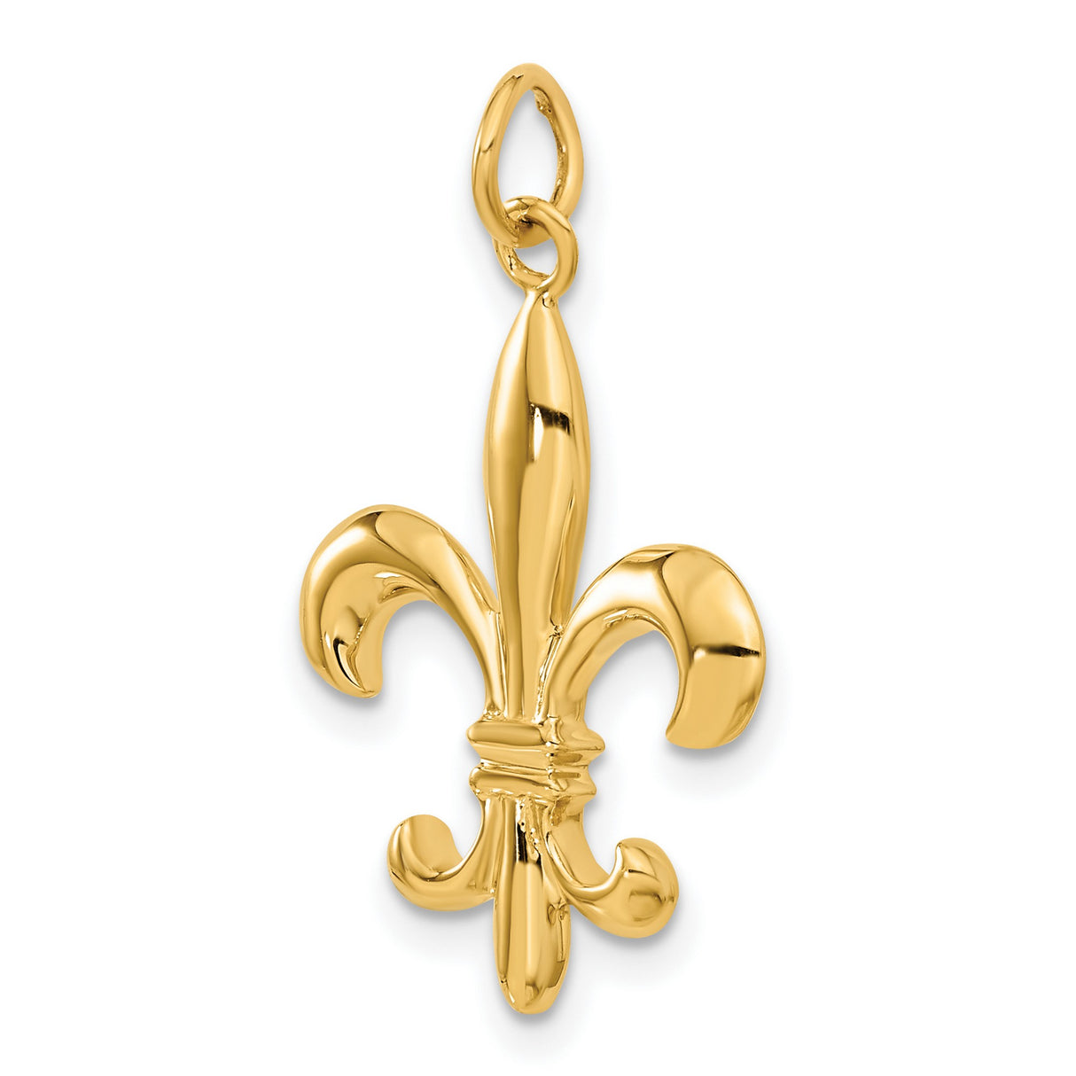 10k Yellow Gold Fleur de Lis Pendant, French Lily Symbol Charm, Vintage and Spiritual Design