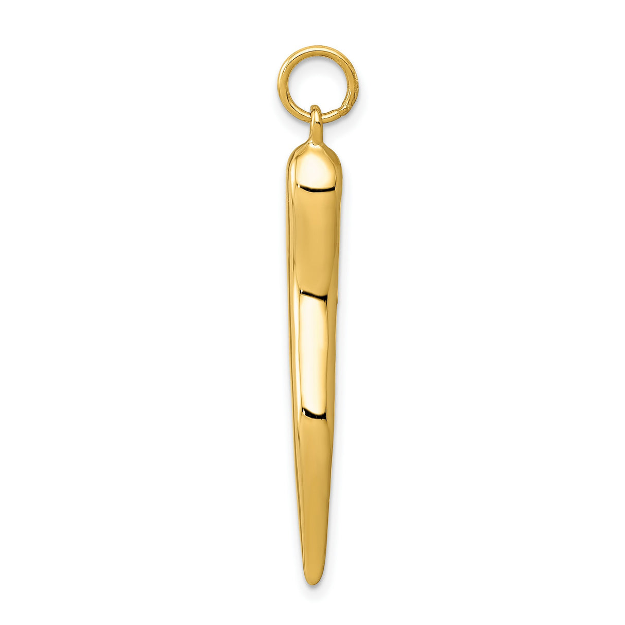 10k Yellow Gold Horn Pendant, Italian Curved Amulet Symbol of Protection and Good Luck