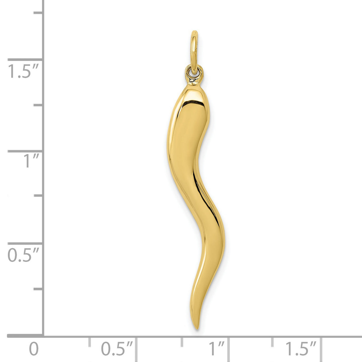 10k Yellow Gold Horn Pendant, Italian Curved Amulet Symbol of Protection and Good Luck