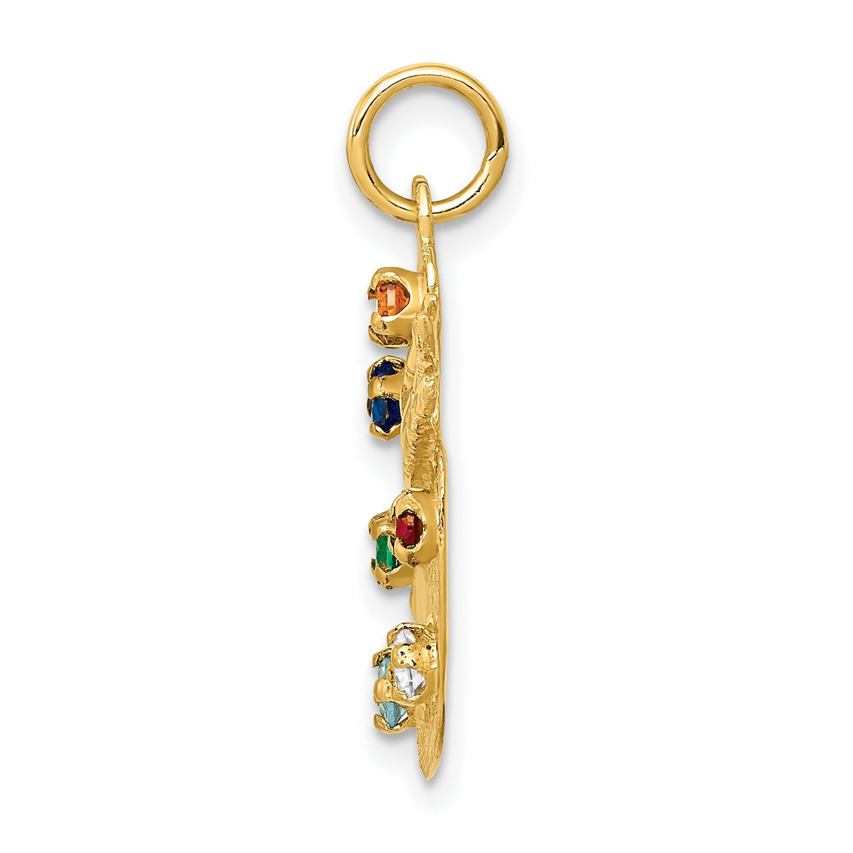 10k Yellow Gold Artist Palette Pendant with Synthetic Birthstones and Paintbrushes