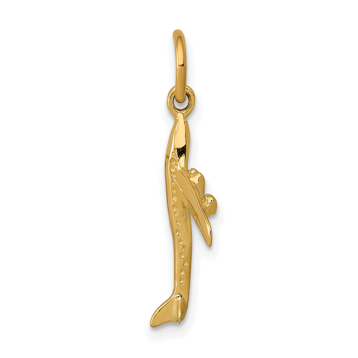 10k Yellow Gold Airplane Pendant Charm with Detailed Jet Design, Travel and Freedom Theme
