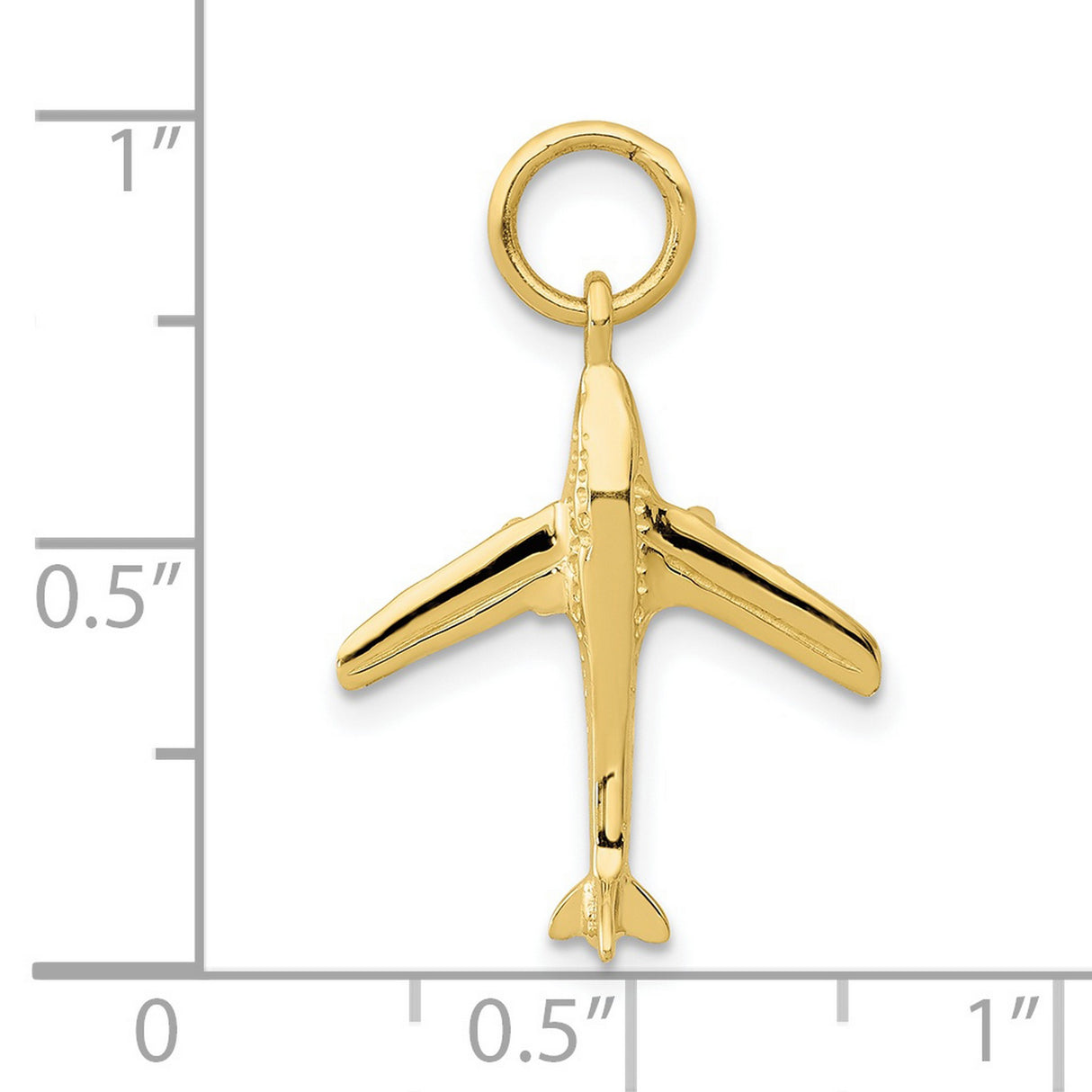 10k Yellow Gold Airplane Pendant Charm with Detailed Jet Design, Travel and Freedom Theme