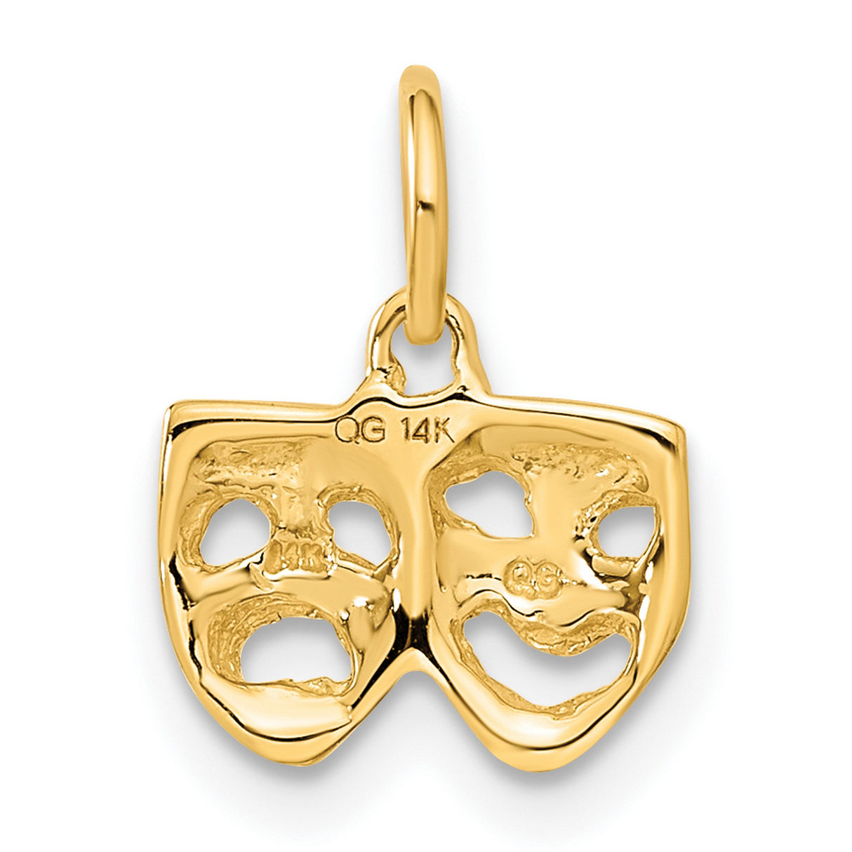 10k Yellow Gold Theater Pendant with Comedy and Tragedy Masks for Drama and Performing Arts