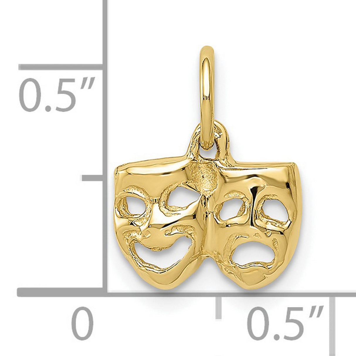 10k Yellow Gold Theater Pendant with Comedy and Tragedy Masks for Drama and Performing Arts