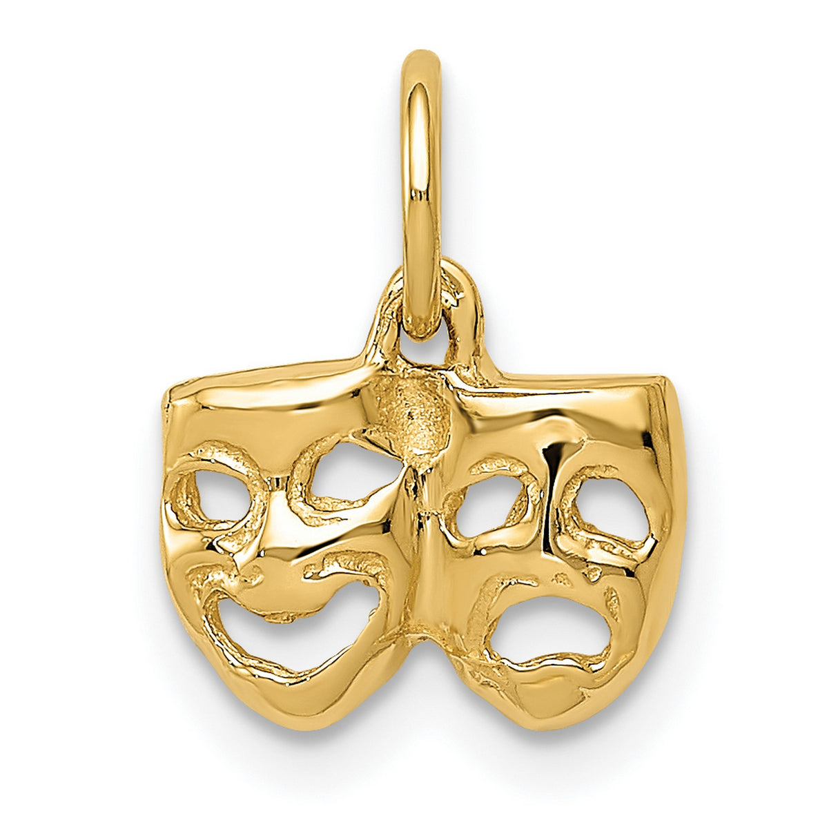10k Yellow Gold Theater Pendant with Comedy and Tragedy Masks for Drama and Performing Arts