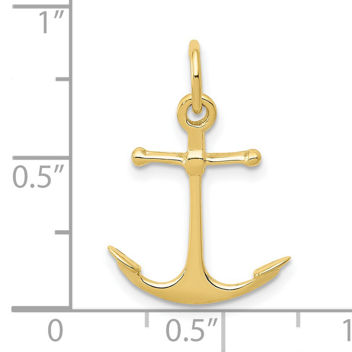 10k Yellow Gold Anchor Pendant, Polished Nautical Symbol of Hope, Strength, and Faith