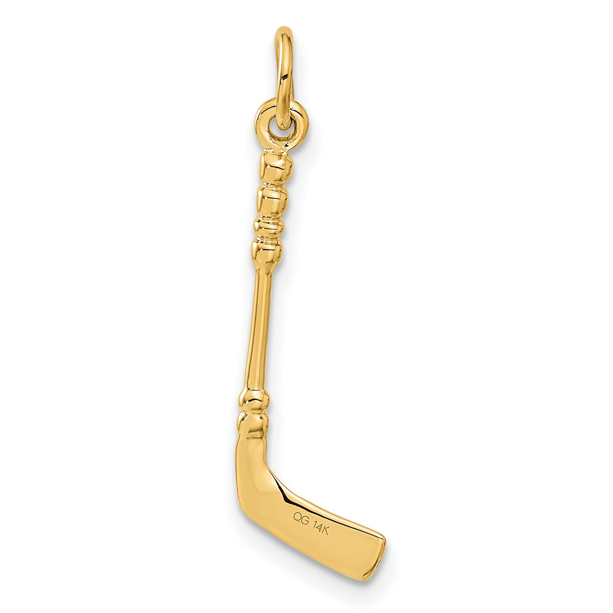 10k Yellow Gold Hockey Stick Pendant with Black Enamel Puck, Sports Charm for Men or Women