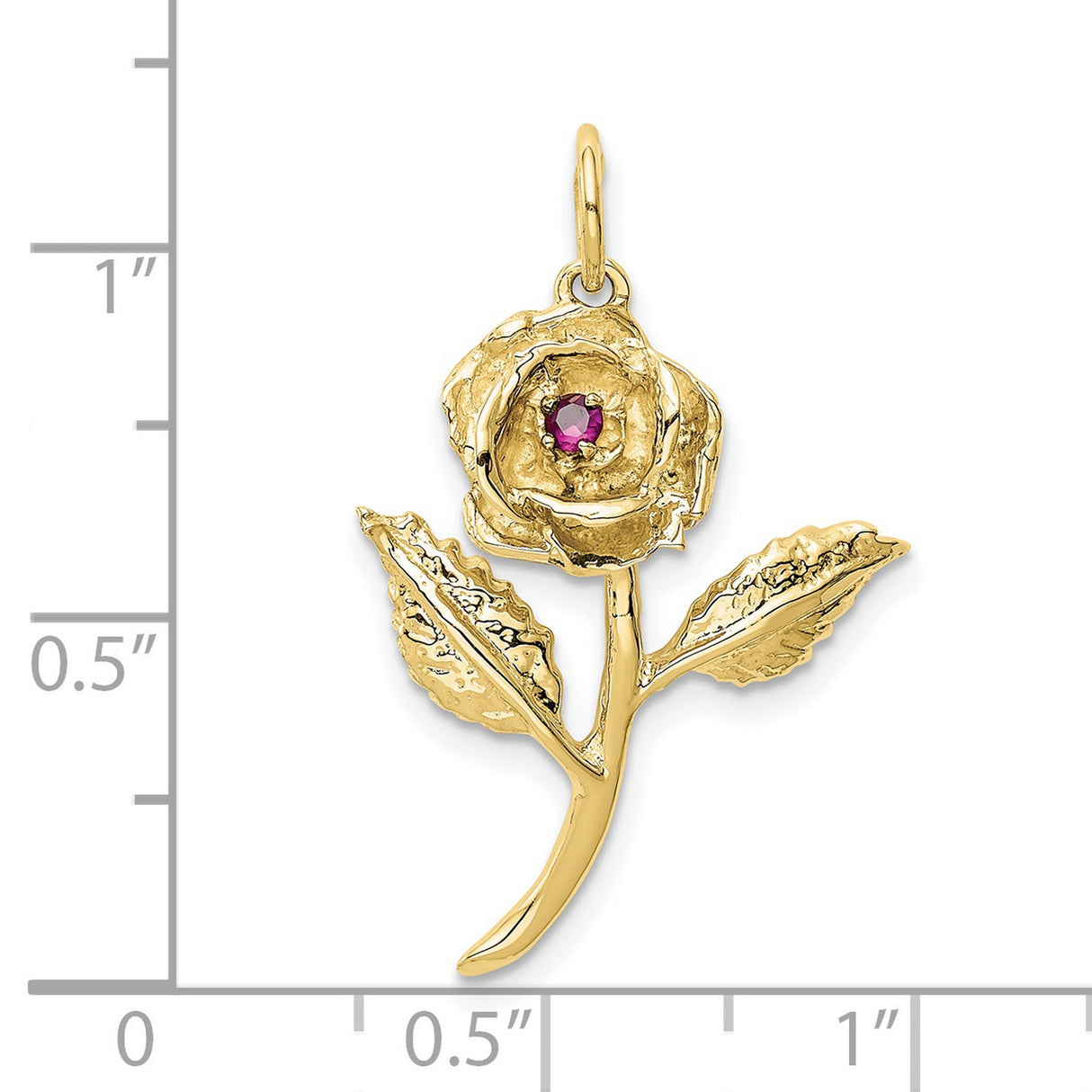 10k Yellow Gold Rose Flower Pendant with Cubic Zirconia, Botanical Design, Romantic Floral Motif