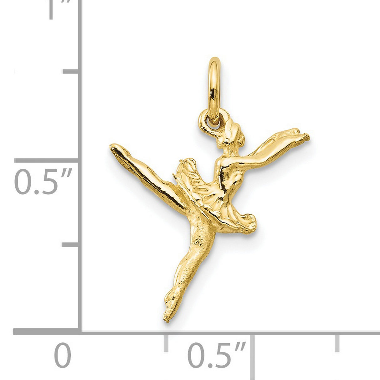10k Yellow Gold Ballerina Pendant with Tutu and Bun Hairstyle Dance Pose Design