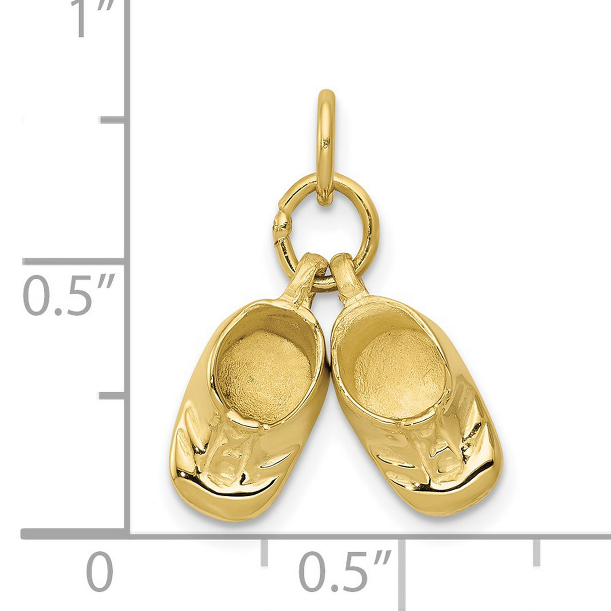 10k Yellow Gold Baby Bootie Pendant Charm with Double Shoe Design, Symbol of Motherhood and New Beginnings