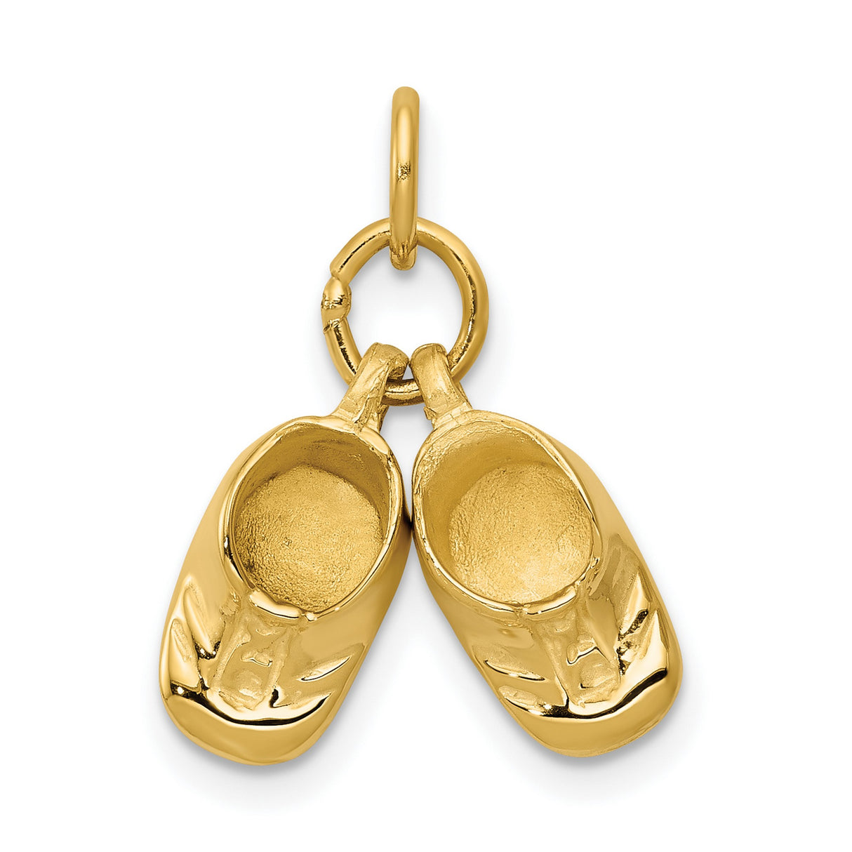 10k Yellow Gold Baby Bootie Pendant Charm with Double Shoe Design, Symbol of Motherhood and New Beginnings