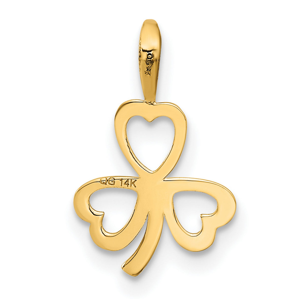 10k Yellow Gold Shamrock Pendant with Heart Leaves, Open Clover Design, Celtic Jewelry for Women