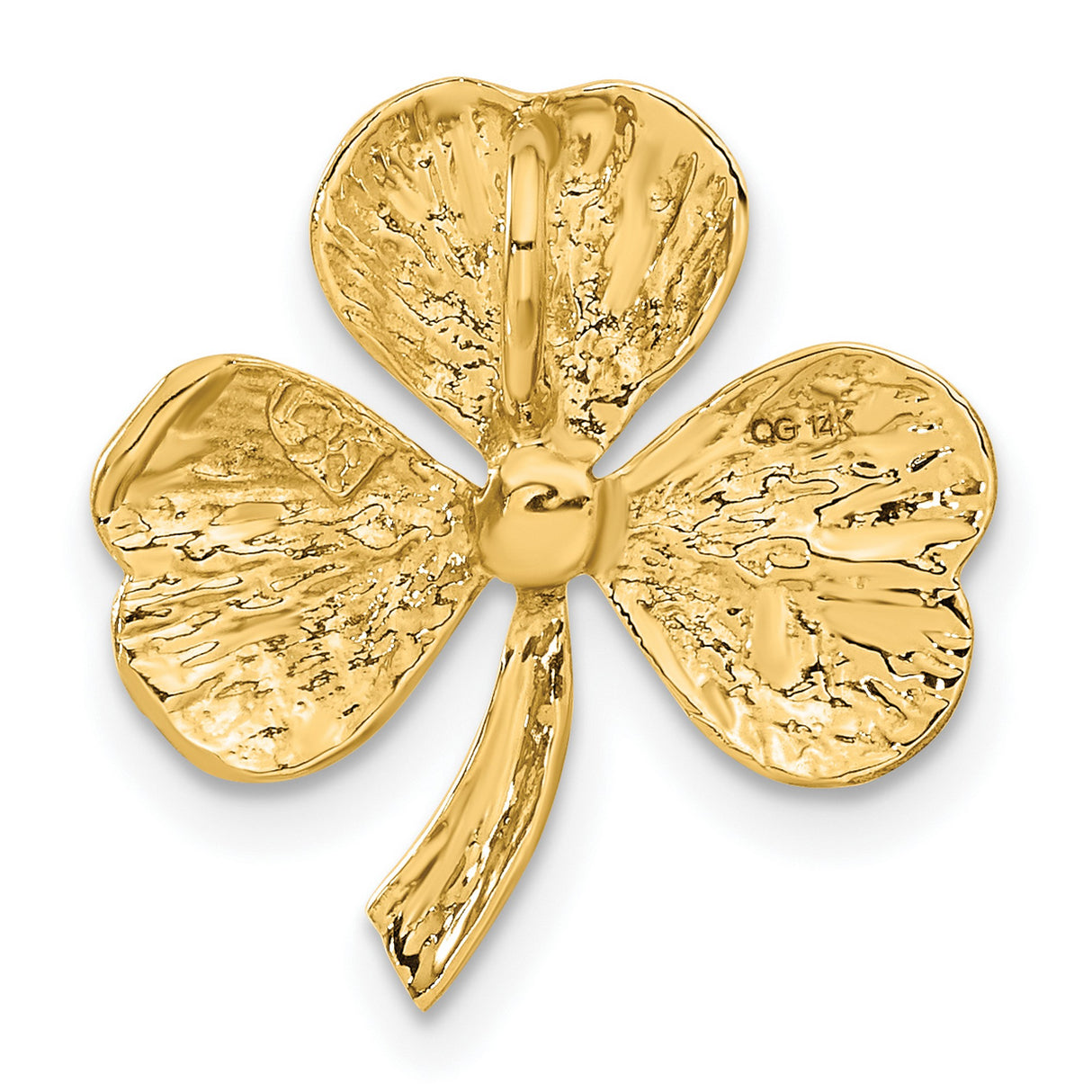 10k Yellow Gold Shamrock Pendant with Polished Three-Leaf Clover Design, Celtic Irish Jewelry