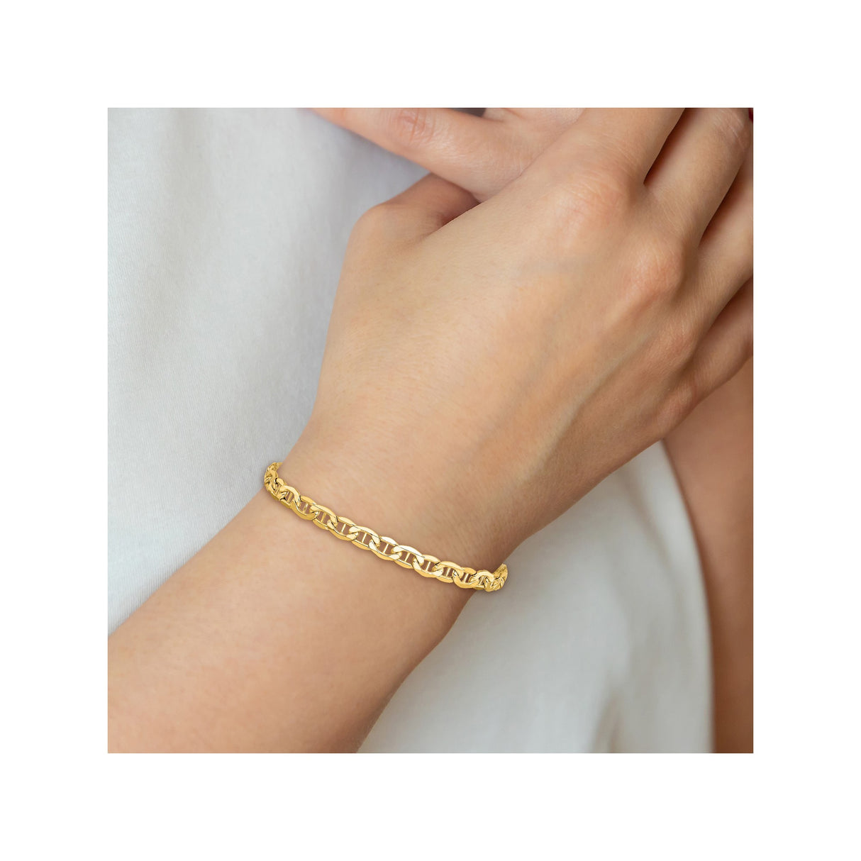 10K Yellow Gold 4.75 mm Polished Chain Anklet alternate angle