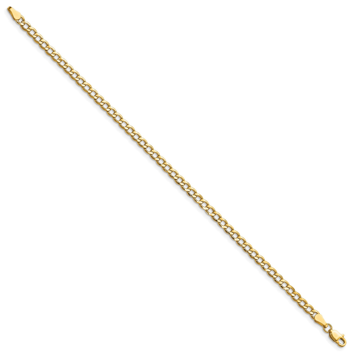 10K Yellow Gold 3.35 mm Curb Chain Bracelet, Polished